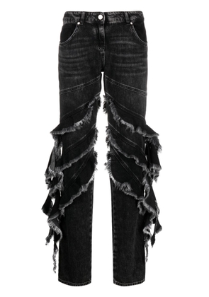 Blumarine ruffle-trim straight-leg jeans - Black