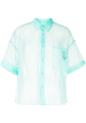 izzue short-sleeve transparent blouse - Green
