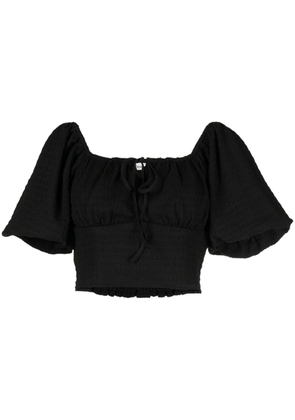 b+ab tie-fastening short puff-sleeve blouse - Black