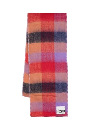 izzue check-print logo-patch scarf - Red