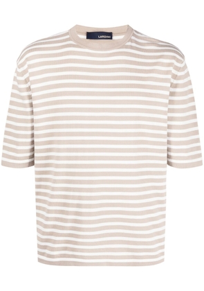 Lardini short-sleeve striped sweatshirt - Neutrals
