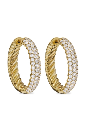 David Yurman 18kt yellow gold diamond sculpted cable hoop earrings