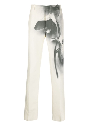 Alexander McQueen Orchid-print tailored trousers - White