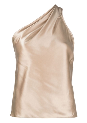 Michelle Mason asymmetric halterneck silk top - Gold