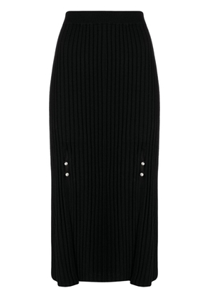 b+ab ribbed-knit front-slit skirt - Black