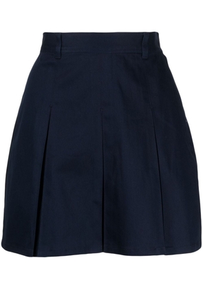 CHOCOOLATE pleated stretch-cotton mini skirt - Blue