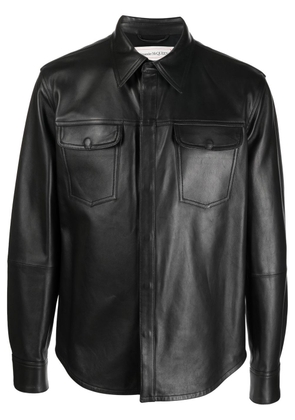 Alexander McQueen chest-pocket leather shirt - Black