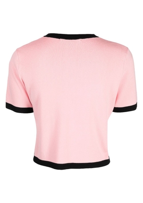tout a coup ribbed cropped short-sleeve cardigan - Pink