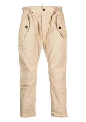 Dsquared2 embroidered-logo cropped trousers - Neutrals