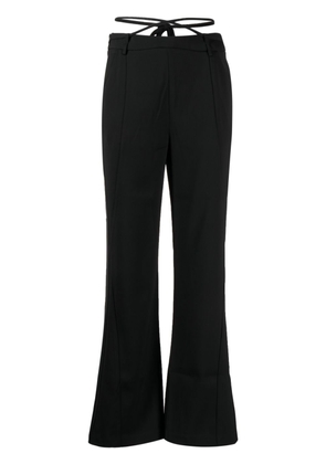 b+ab rear-tie-fastening flared trousers - Black
