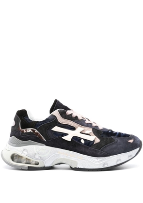 Premiata Sharky logo-embossed leather sneakers - Blue