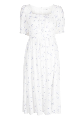 b+ab floral-print ruched midi dress - White