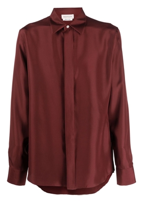 Alexander McQueen concealed-placket silk shirt - Red
