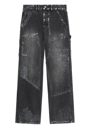 Andersson Bell distressed patchwork wide-leg jeans - Black