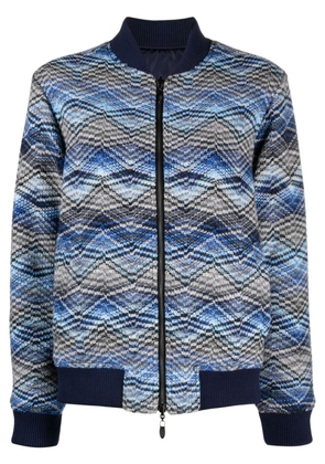 Missoni logo-embroidered zigzag-print bomber jacket - Blue