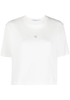 Calvin Klein Jeans logo-embroidered cotton T-shirt - White