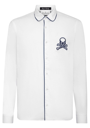 Philipp Plein skull-embroidered cotton shirt - White