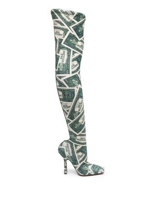 VETEMENTS Million Dollar Boomerang thigh-high 115mm boots - Green