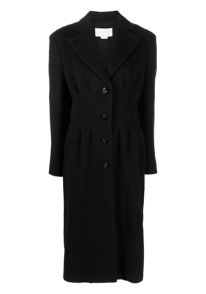 Genny pleat-detail single breasted coat - Black