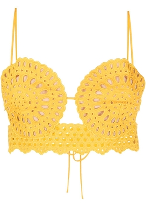 Stella McCartney cropped broderie-anglaise top - Yellow