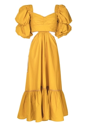 Silvia Tcherassi puff-sleeve midi dress - Yellow