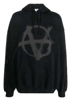 VETEMENTS graphic-print cotton hoodie - Black