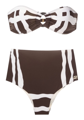 Brigitte check-pattern bikini set - Brown