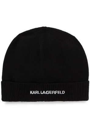Karl Lagerfeld K/Essential logo-embroidered beanie - Black