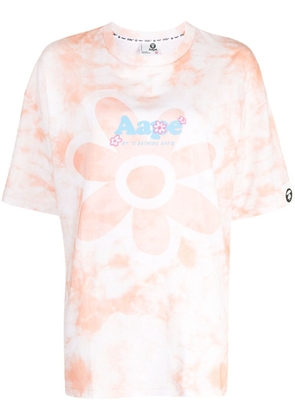 AAPE BY *A BATHING APE® logo-print tie-dye cotton T-shirt - Orange