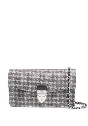 Aspinal Of London Mayfair dogtooth leather clutch bag - Grey