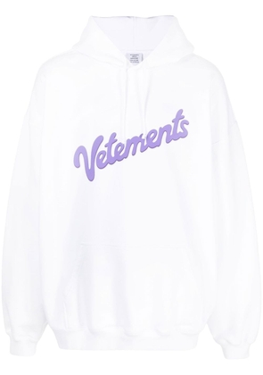 VETEMENTS logo-print drawstring hoodie - White