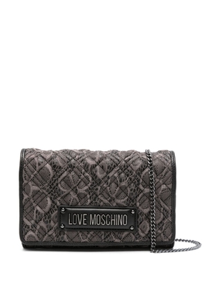 Love Moschino logo-lettering quilted lace bag - Black