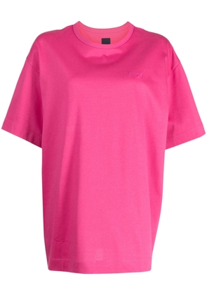 Juun.J Compliqué motif-embroidered cotton T-shirt - Pink