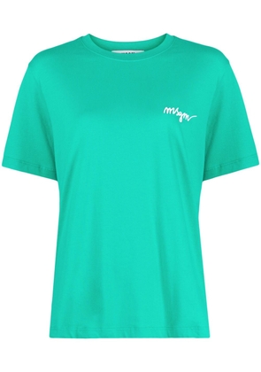 MSGM logo-embroidered cotton T-shirt - Green