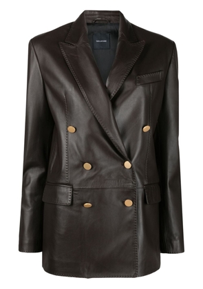 Tagliatore Josie double-breasted leather blazer - Brown