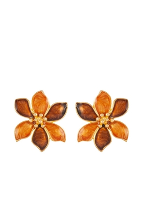 Susan Caplan Vintage 1980s Vintage Enamel Flower clip-on earrings - Gold