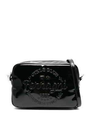 Chiara Ferragni logo-embossed high-shine crossbody bag - Black