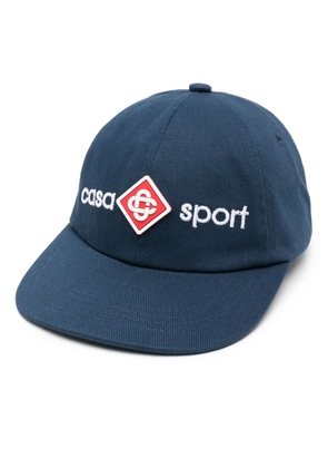 Casablanca logo-embroidered cotton cap - Blue