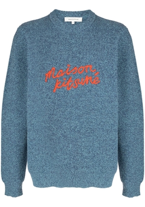 Maison Kitsuné logo-embroidered wool jumper - Blue