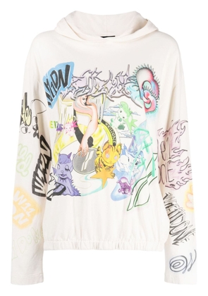We11done graphic-print cotton hoodie - Neutrals