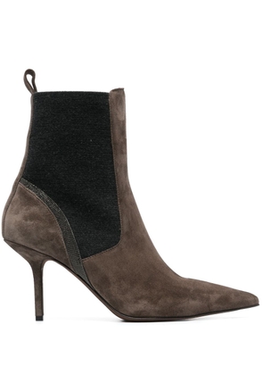 Brunello Cucinelli Monili-embellished 90mm ankle boots - Brown