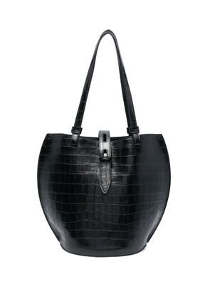 Furla crocodile-effect leather tote bag - Black