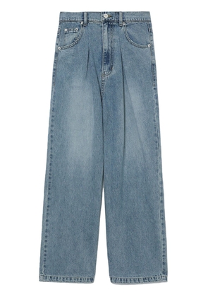 SJYP pleat-detail wide-leg cotton jeans - Blue