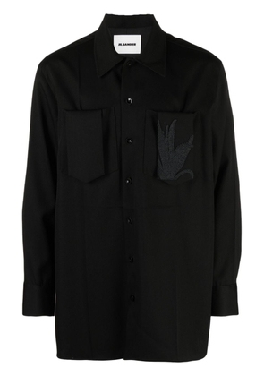 Jil Sander bead-embellished virgin wool shirt - Black