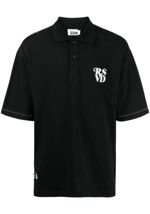izzue logo-patch cotton polo shirt - Black