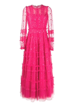 Needle & Thread sequinned semi-sheer maxi dress - Pink