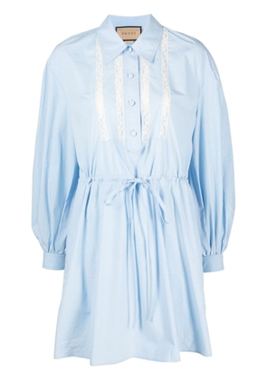Gucci lace-trim cotton shirtdress - Blue