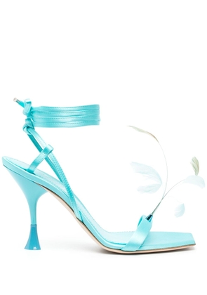 3juin Kimi 100mm feather-embellished sandals - Blue