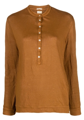 Massimo Alba Java linen henley shirt - Brown