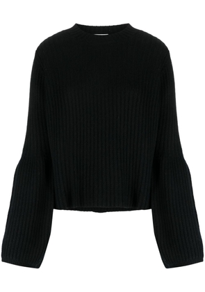 Allude fisherman's knit bishop-sleeved jumper - Black